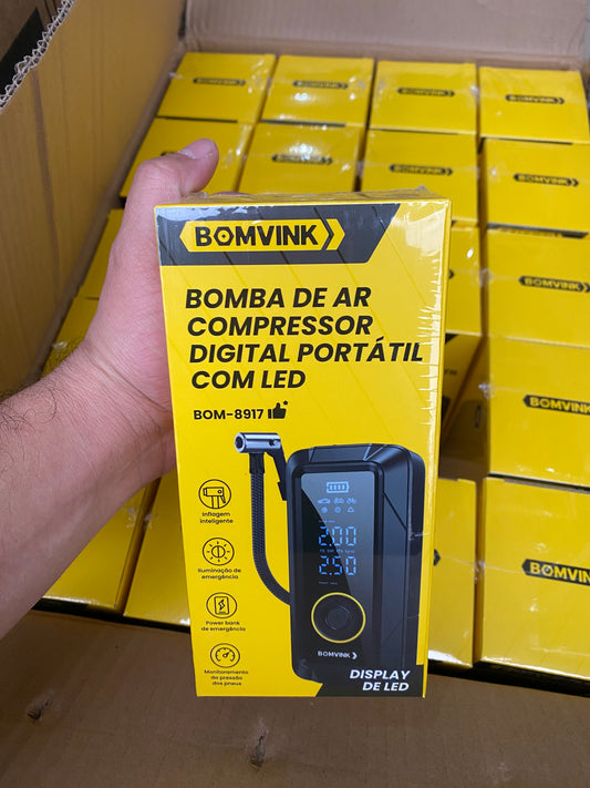 Compresor de Aire Digital Portátil BOMVINK – Display LED