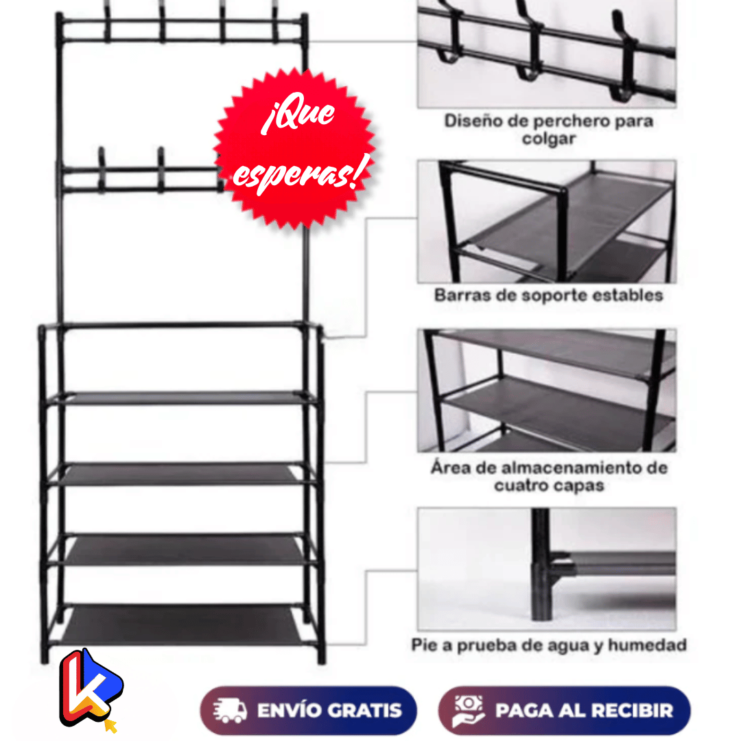 Organizador de Zapatos 4 Niveles + Perchero