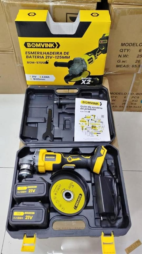 Amoladora Inalámbrica BOMVINK 21V – 125mm (2 Baterías)