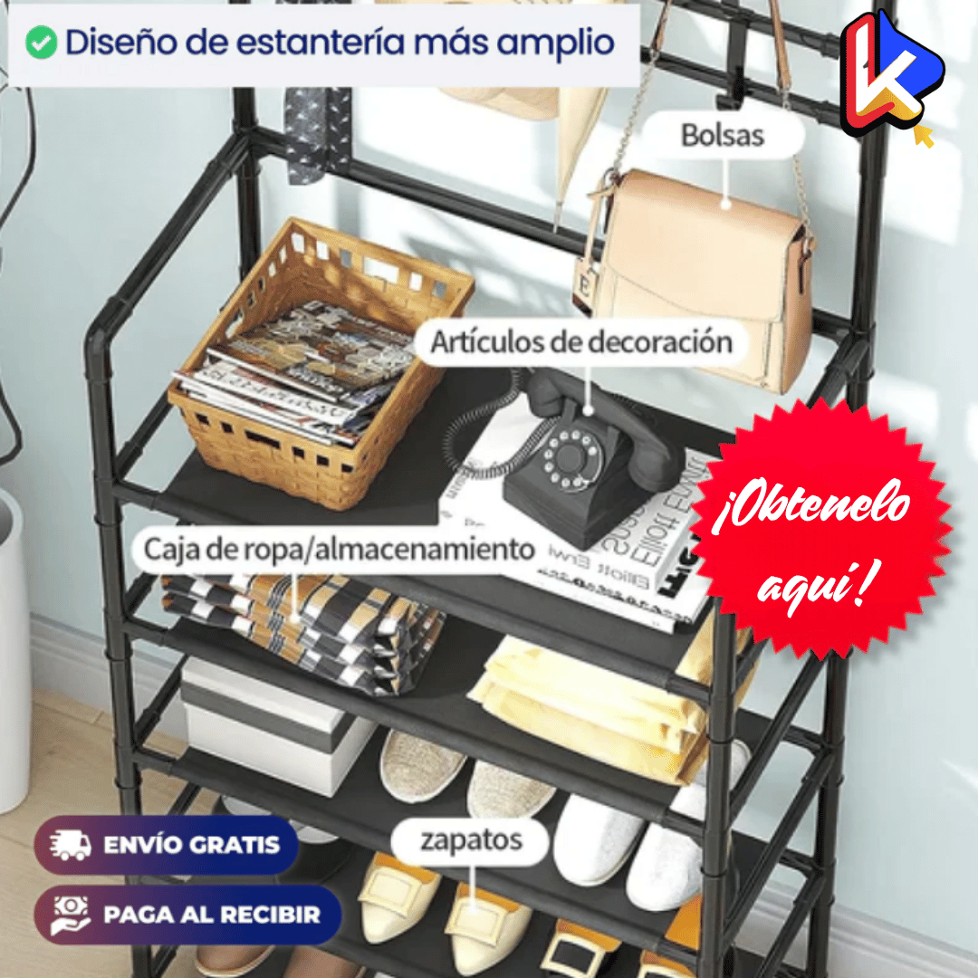 Organizador de Zapatos 4 Niveles + Perchero