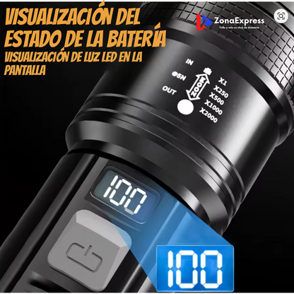 Linterna de alto rendimiento, recargable + ajuste de enfoque